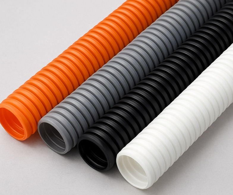 Flexible Corrugated Conduit - lightweight conduit for dynamic assemblies and robotics